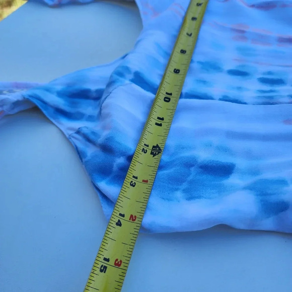 Japna Tie Dye Multicolor Pink Blue Maxi Dress Smocked Back Rayon Sleveless XS - Picture 10 of 12